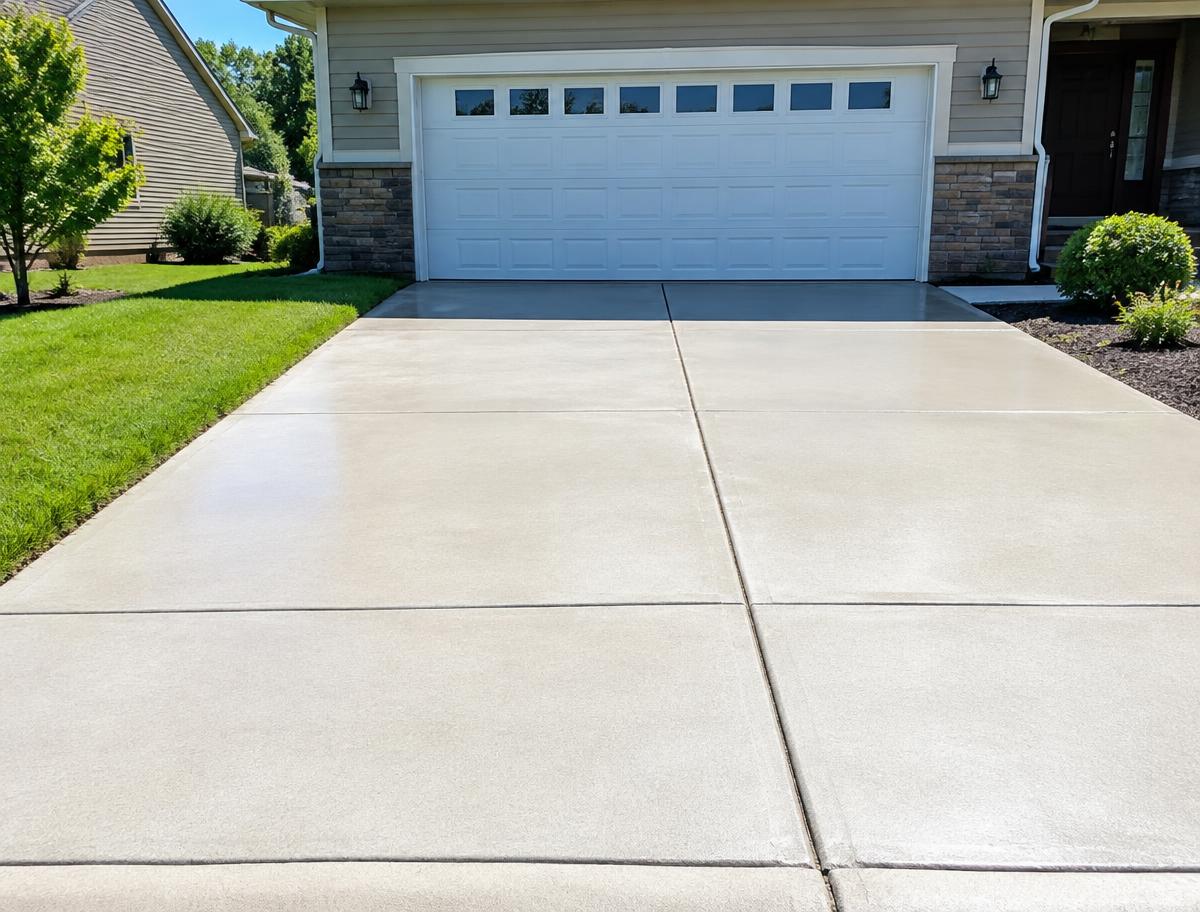Same driveway after pressure washing