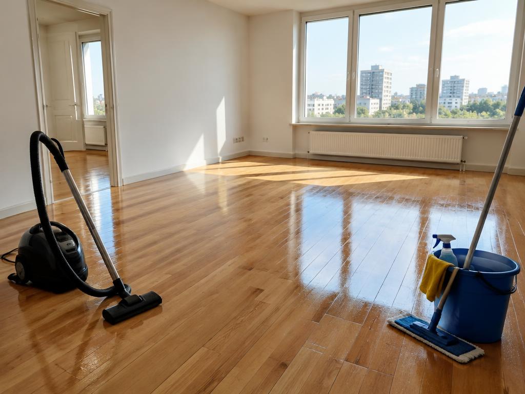 Empty apartment being cleaned for move-out